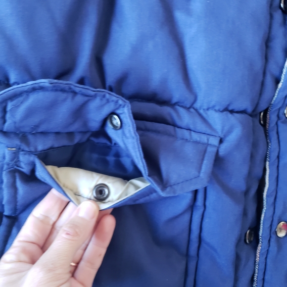 Vintage 1970s 80s Mens Heywood House Reversable Navy Camel Plaid Lumberjack Vest - Picture 6 of 8